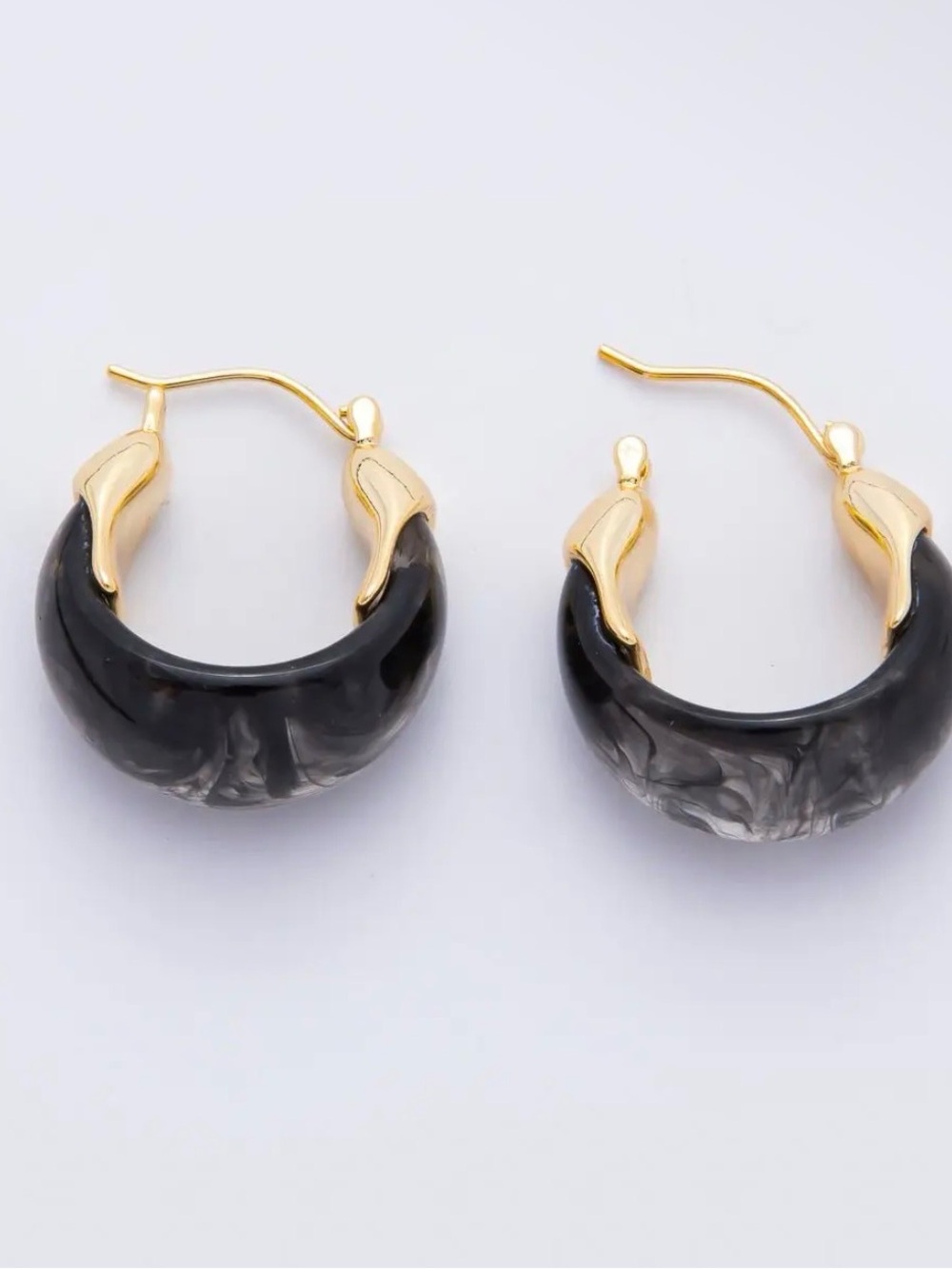 18k gold filled Gold & Black Hoop Earrings - Women Jewelry